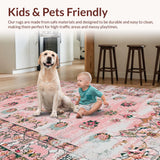 Ultra Soft Area Rug, Non Slip, Stain Resistant, Washable Area Rugs for Living Room, Bedroom, Ethereal Floral Minimalist Vibe(Pink)