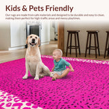 Ultra Soft Area Rug, Non Slip, Stain Resistant, Washable Area Rugs for Living Room, Bedroom, Dynamic Contemporary Animal Design(Pink)