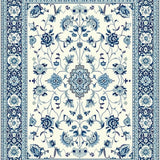 Elegant Ivory Blue Botanical Motif(Beige)