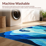 Ultra Soft Area Rug, Non Slip, Stain Resistant, Washable Area Rugs for Living Room, Bedroom, Delightful Cartoonish Marine Artwork(Blue)