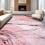 Ultra Soft Area Rug, Non Slip, Stain Resistant, Washable Area Rugs for Living Room, Bedroom, Elegant Modern Marble Aesthetic(Pink)