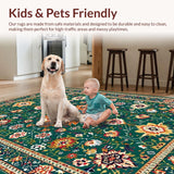 Ultra Soft Area Rug, Non Slip, Stain Resistant, Washable Area Rugs for Living Room, Bedroom, Charming Soft Floral Texture(Green)