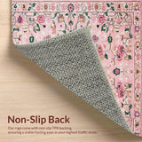 Ultra Soft Area Rug, Non Slip, Stain Resistant, Washable Area Rugs for Living Room, Bedroom, Modern Artistic Floral Accent(Pink)