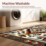 Ultra Soft Area Rug, Non Slip, Stain Resistant, Washable Area Rugs for Living Room, Bedroom, Artful Rustic Medallion Style(Brown)