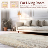 Ultra Soft Area Rug, Non Slip, Stain Resistant, Washable Area Rugs for Living Room, Bedroom, Neutral Tone Vintage Inspired Area With Distressed Geometric(Beige)