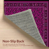 Ultra Soft Area Rug, Non Slip, Stain Resistant, Washable Area Rugs for Living Room, Bedroom, Elegant Curvilinear Scrollwork Design(Purple)