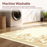 Ultra Soft Area Rug, Non Slip, Stain Resistant, Washable Area Rugs for Living Room, Bedroom, Beige Area Floral Design Throw(Beige)