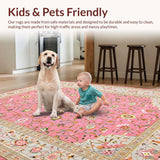 Ultra Soft Area Rug, Non Slip, Stain Resistant, Washable Area Rugs for Living Room, Bedroom, Modern Subtle Geometric Composition(Pink)