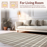 Ultra Soft Area Rug, Non Slip, Stain Resistant, Washable Area Rugs for Living Room, Bedroom, Warm Classic Checkered Aesthetic(Beige)