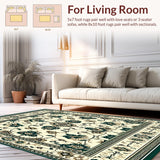 Ultra Soft Area Rug, Non Slip, Stain Resistant, Washable Area Rugs for Living Room, Bedroom, Vintage Hallway Runner in Beige and Green(Ivory)