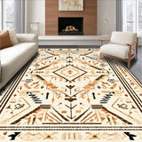 Ultra Soft Area Rug, Non Slip, Stain Resistant, Washable Area Rugs for Living Room, Bedroom, Transitional Geometric Rustic Appeal(Beige)