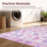 Ultra Soft Area Rug, Non Slip, Stain Resistant, Washable Area Rugs for Living Room, Bedroom, Festive Whimsical Egg Motif(Pink)