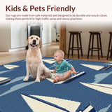 Ultra Soft Area Rug, Non Slip, Stain Resistant, Washable Area Rugs for Living Room, Bedroom, Charming Seaside Sailboat Motif(Blue)