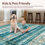 Ultra Soft Area Rug, Non Slip, Stain Resistant, Washable Area Rugs for Living Room, Bedroom, Coastal Nautical Sea Rug(Blue)
