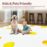 Ultra Soft Area Rug, Non Slip, Stain Resistant, Washable Area Rugs for Living Room, Bedroom, Artistic Colorful Graphic Elements(White)