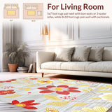 Ultra Soft Area Rug, Non Slip, Stain Resistant, Washable Area Rugs for Living Room, Bedroom, Whimsical Botanical Color Burst(Yellow)