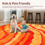 Ultra Soft Area Rug, Non Slip, Stain Resistant, Washable Area Rugs for Living Room, Bedroom, Playful Whimsical Pastel Fusion(Orange)