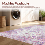 Ultra Soft Area Rug, Non Slip, Stain Resistant, Washable Area Rugs for Living Room, Bedroom, Delicate Ogee Pattern in Lavender(White)