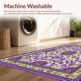 Ultra Soft Area Rug, Non Slip, Stain Resistant, Washable Area Rugs for Living Room, Bedroom, Whimsical Graphic Floral Arrangement(Purple)