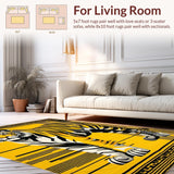 Ultra Soft Area Rug, Non Slip, Stain Resistant, Washable Area Rugs for Living Room, Bedroom, Dynamic Yellow Black Print(Black)