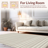 Ultra Soft Area Rug, Non Slip, Stain Resistant, Washable Area Rugs for Living Room, Bedroom, Timeless Beige Geometric Arrangement(Beige)