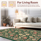 Ultra Soft Area Rug, Non Slip, Stain Resistant, Washable Area Rugs for Living Room, Bedroom, Rustic Nature-Inspired Textile(Green)