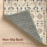 Ultra Soft Area Rug, Non Slip, Stain Resistant, Washable Area Rugs for Living Room, Bedroom, Artful Luxurious Floral Weave(Beige)
