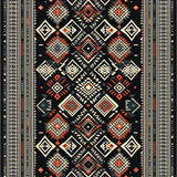 Ultra Soft Area Rug, Non Slip, Stain Resistant, Washable Area Rugs for Living Room, Bedroom, Boho Chic Geometric Motif(Black)