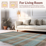 Ultra Soft Area Rug, Non Slip, Stain Resistant, Washable Area Rugs for Living Room, Bedroom, Chic Abstract Textured Pattern(Brown)