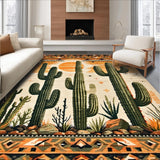 Ultra Soft Area Rug, Non Slip, Stain Resistant, Washable Area Rugs for Living Room, Bedroom, Whimsical Cactus Rainbow Aesthetic(Orange)