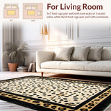 Ultra Soft Area Rug, Non Slip, Stain Resistant, Washable Area Rugs for Living Room, Bedroom, Wildlife Themed Luxurious Contrast(Beige)