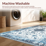 Ultra Soft Area Rug, Non Slip, Stain Resistant, Washable Area Rugs for Living Room, Bedroom, Rustic Pastel Floral Charm(White)