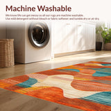 Ultra Soft Area Rug, Non Slip, Stain Resistant, Washable Area Rugs for Living Room, Bedroom, Stylish Contemporary Ink Wash Art(Orange)