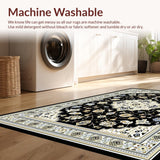 Ultra Soft Area Rug, Non Slip, Stain Resistant, Washable Area Rugs for Living Room, Bedroom, Classic Floral Trellis Aesthetic(Black)