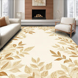 Beige Leaf Design Area Indoor Entranceway(Beige)