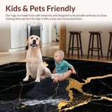 Ultra Soft Area Rug, Non Slip, Stain Resistant, Washable Area Rugs for Living Room, Bedroom, Marble Pattern Bedroom Area Rug Non-Shedding(Black)