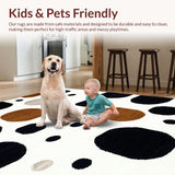 Ultra Soft Area Rug, Non Slip, Stain Resistant, Washable Area Rugs for Living Room, Bedroom, Stylish Vintage Cow Pattern(White)