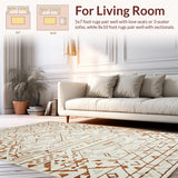 Ultra Soft Area Rug, Non Slip, Stain Resistant, Washable Area Rugs for Living Room, Bedroom, Rustic Textured Striped Visual(Beige)