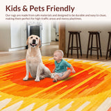 Ultra Soft Area Rug, Non Slip, Stain Resistant, Washable Area Rugs for Living Room, Bedroom, Funky Abstract Sunburst Aesthetic(Yellow)