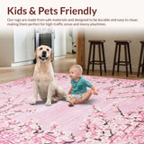 Ultra Soft Area Rug, Non Slip, Stain Resistant, Washable Area Rugs for Living Room, Bedroom, Vibrant Contemporary Blossom Artwork(Pink)