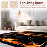 Ultra Soft Area Rug, Non Slip, Stain Resistant, Washable Area Rugs for Living Room, Bedroom, Sporty Modern Graphic Design(Orange)