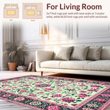 Ultra Soft Area Rug, Non Slip, Stain Resistant, Washable Area Rugs for Living Room, Bedroom, Trendy Cozy Color Block Design(Ivory)