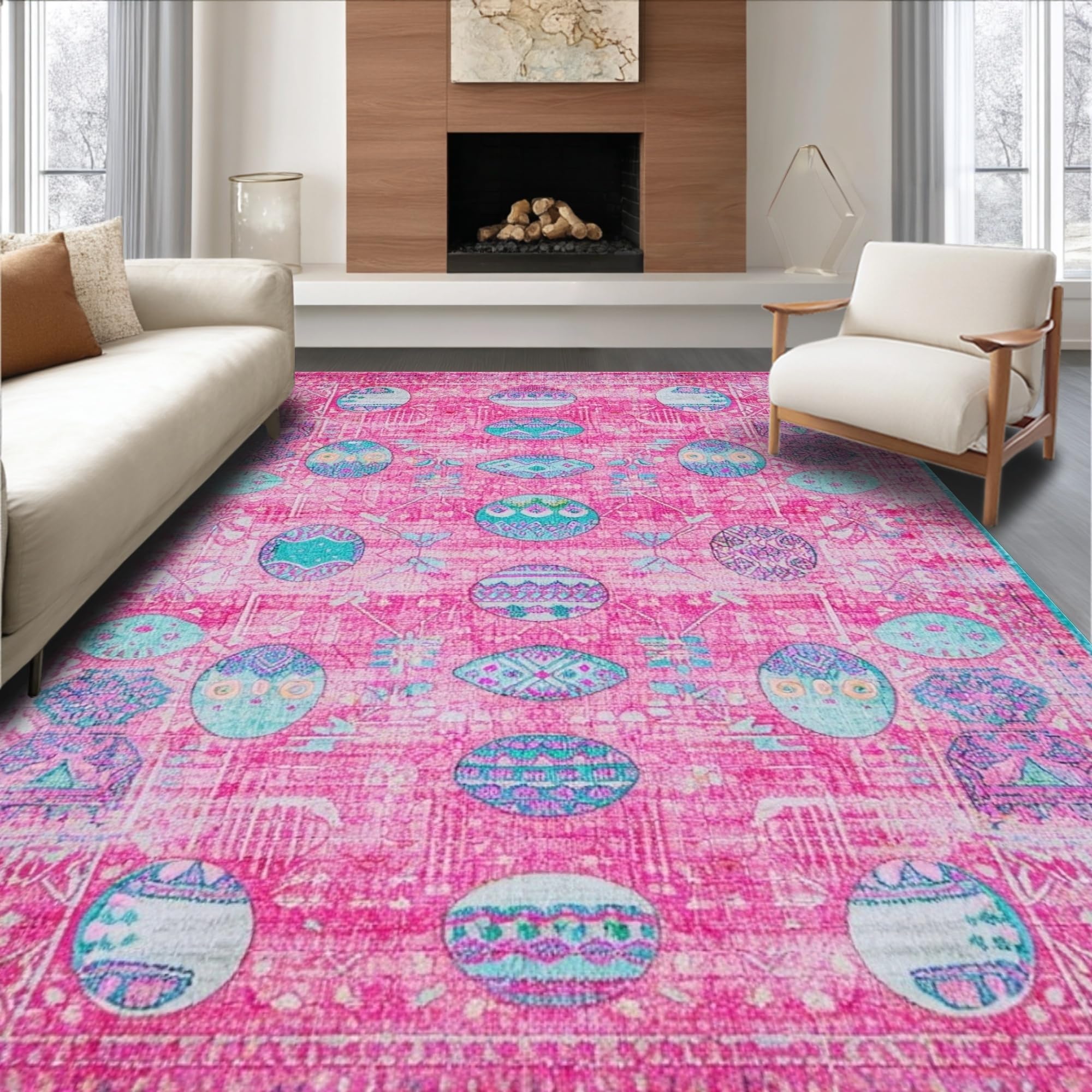 Eclectic Colorful Egg Imagery Rug – ODIKA