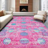 Ultra Soft Area Rug, Non Slip, Stain Resistant, Washable Area Rugs for Living Room, Bedroom, Eclectic Colorful Egg Imagery(Pink)