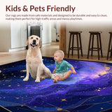 Ultra Soft Area Rug, Non Slip, Stain Resistant, Washable Area Rugs for Living Room, Bedroom, Vibrant Ethereal Universe Design(Purple)