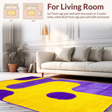 Ultra Soft Area Rug, Non Slip, Stain Resistant, Washable Area Rugs for Living Room, Bedroom, Whimsical Plush Graphic Accent(Yellow)
