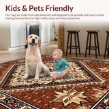Ultra Soft Area Rug, Non Slip, Stain Resistant, Washable Area Rugs for Living Room, Bedroom, Rustic Texas Star Entryway Non-Slip Washable Carpet(Brown)