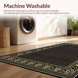 Ultra Soft Area Rug, Non Slip, Stain Resistant, Washable Area Rugs for Living Room, Bedroom, Sophisticated Muted Color Palette(Black)