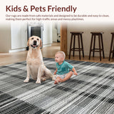 Ultra Soft Area Rug, Non Slip, Stain Resistant, Washable Area Rugs for Living Room, Bedroom, Graphic Monochrome Striped Area Rug(Black)