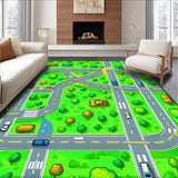 Ultra Soft Area Rug, Non Slip, Stain Resistant, Washable Area Rugs for Living Room, Bedroom, Interactive Roadway Exploration Theme(Green)